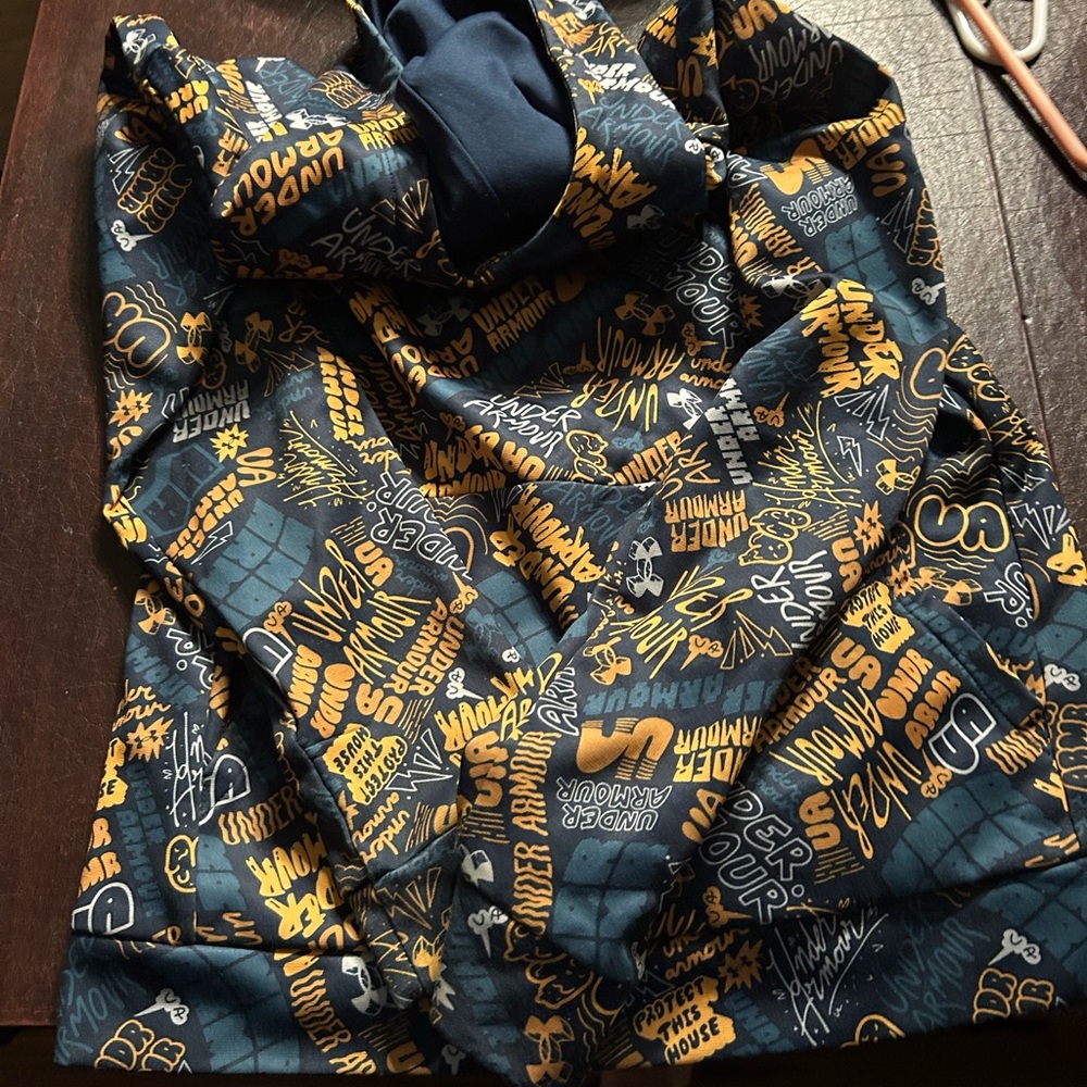 Under Armour Navy and Gold Graphic Hoodie